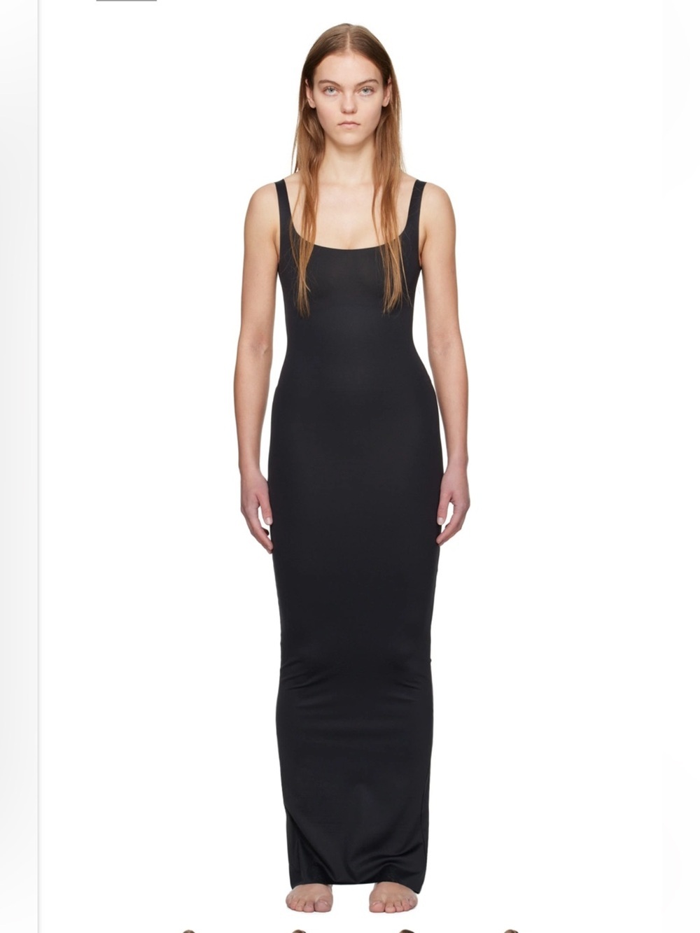 SKIMS Body Long Slip Dress Onyx Black Maxi Shapewear Bodysuit XS Bodycon